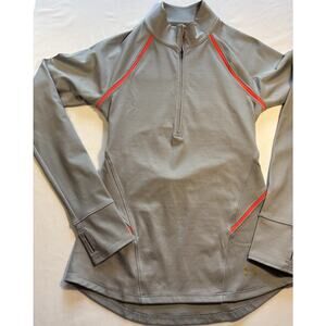 Under Armour HeatGear Gray Red Mock Neck Women's Long Sleeve Pullover XS